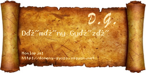 Dömény Győző névjegykártya
